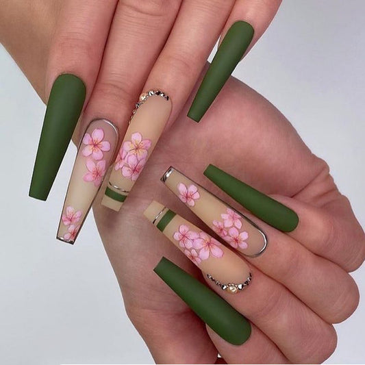 Spring Floral Ballet Nail Art - Harajuku Style