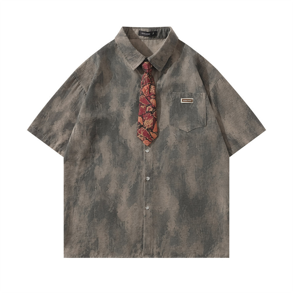 Tie Dye Camouflage Short-Sleeved Shirt — Harajuku Street Trend
