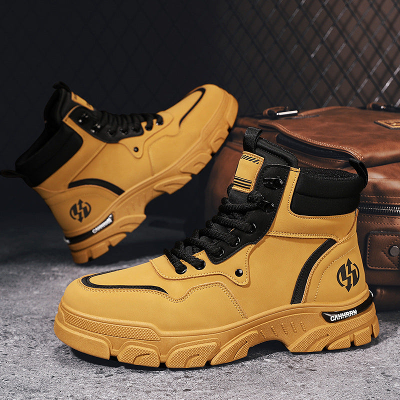 Harajuku Style Martin Boots - Versatile Yellow Motorcycle Boots