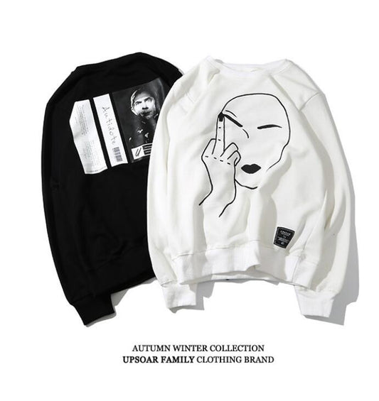 Harajuku Streetwear Middle Finger Hoodie for Men
