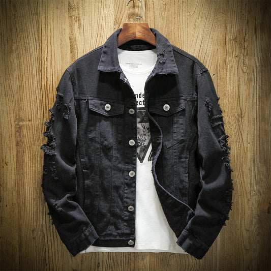 Harajuku Style Men's Denim Jacket - Casual Single Breasted Cardigan