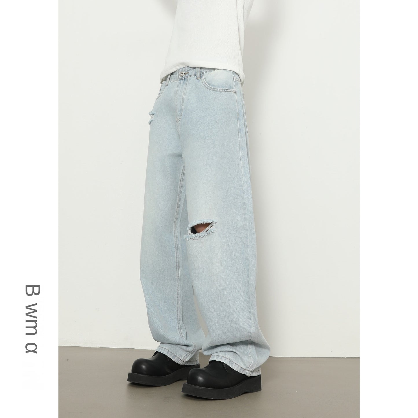 Nirben Distressed Flare Wide-Leg Jeans