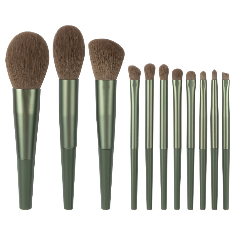 11pcs Harajuku Style Makeup Brush Set - Professional Natural Hair