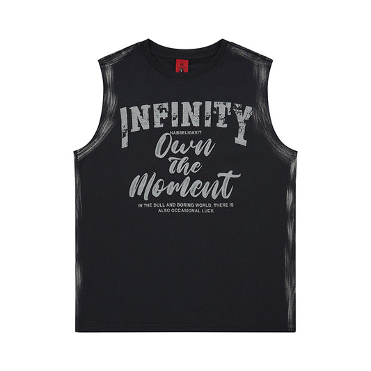 Hand Drawn Graffiti Letter Vest — Harajuku Street Style Cotton Vest (Black/White)