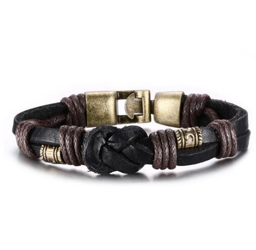 Harajuku Leather Bracelet with Bronze Alloy Buckle