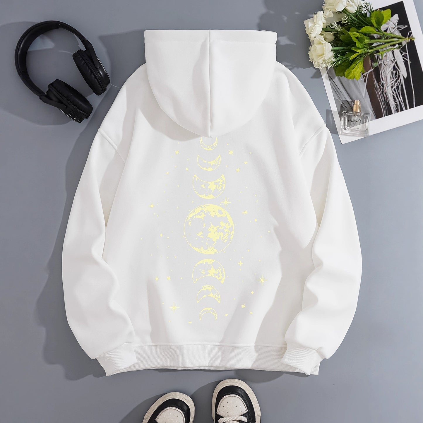 Half Moon and Full Moon Pattern Hoodie