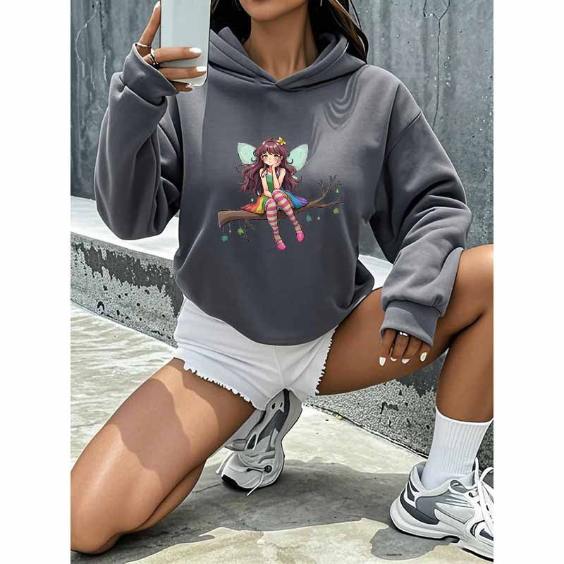 Cartoon Fairy Hooded Sweatshirt - Playful Harajuku Style