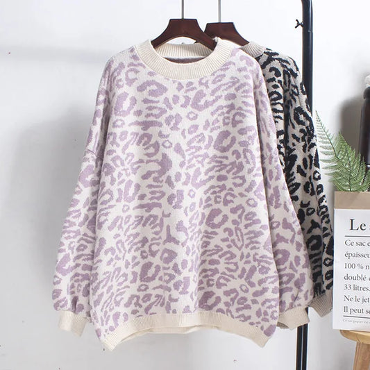 Women's Leopard Oversized Sweater - Harajuku Style
