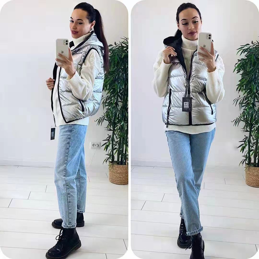 Harajuku Style Women's Winter Hooded Vest - Bright Colors