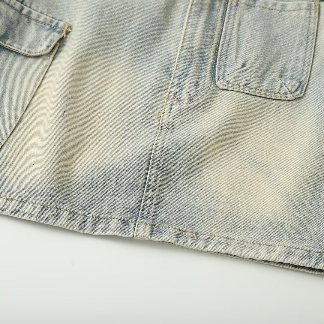 Vintage Sea Blue Denim Skirt for Women