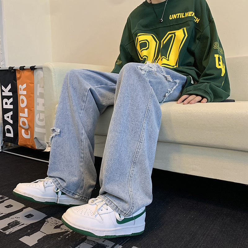 Korean Harajuku Style Loose Fit Straight Leg Jeans