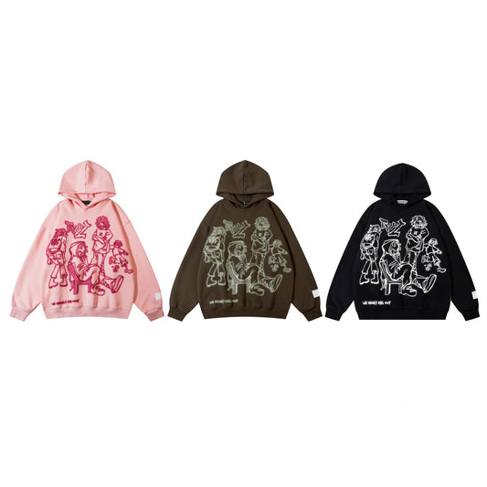 Harajuku Style Pink Graffiti Print Hoodie