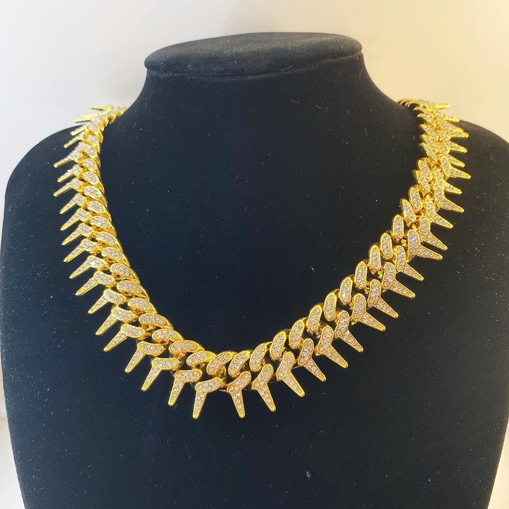 Exaggerated Full Diamond Geometric Necklace - Harajuku Style