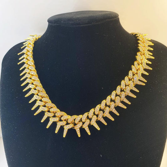 Exaggerated Full Diamond Geometric Necklace - Harajuku Style