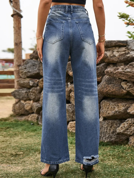 Stylish Distressed Jeans with Functional Pockets