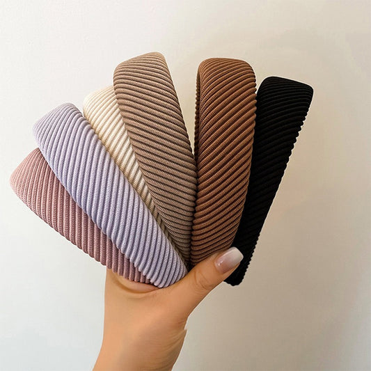 Diagonal Striped Wide-Brimmed Sponge Headband