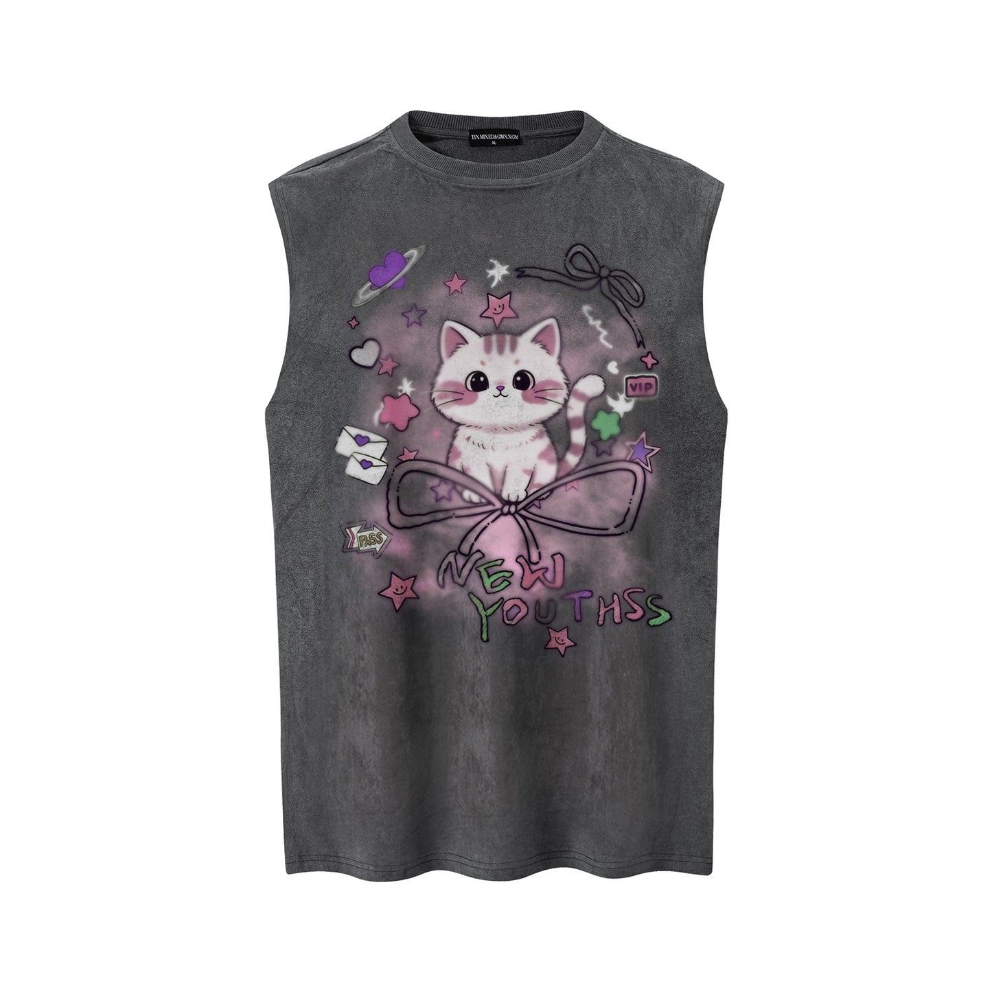Sweet Cool Cat Printed Tank Top — Harajuku Street Fashion Cotton Tank