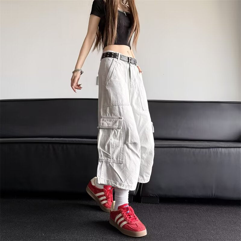 Multi Pocket Versatile Wide Leg Denim Shorts