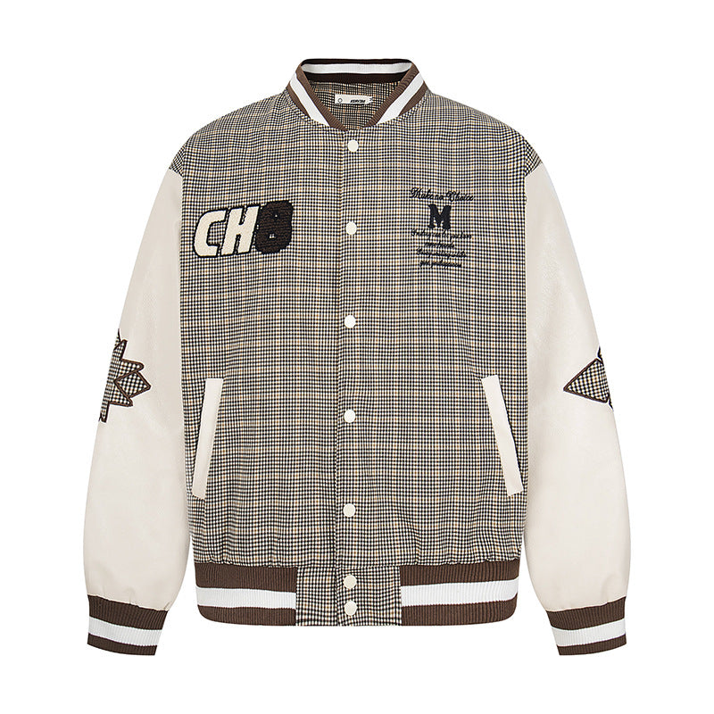 Letter Flocking Embroidery Varsity Jacket Loose Casual Versatile Coat