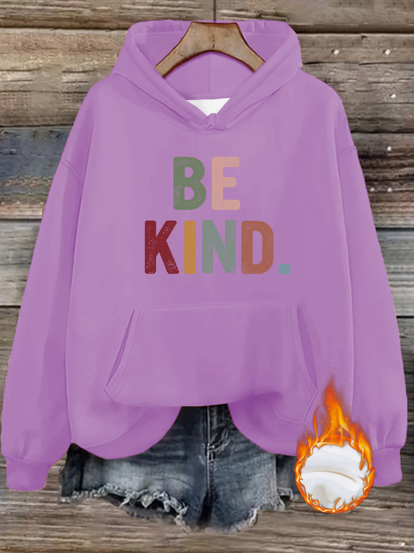 Hooded Long Sleeve Fleece Hoodie with Kangaroo Pocket