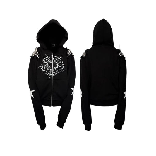 Printed Hooded Zipper Cardigan Hoodie