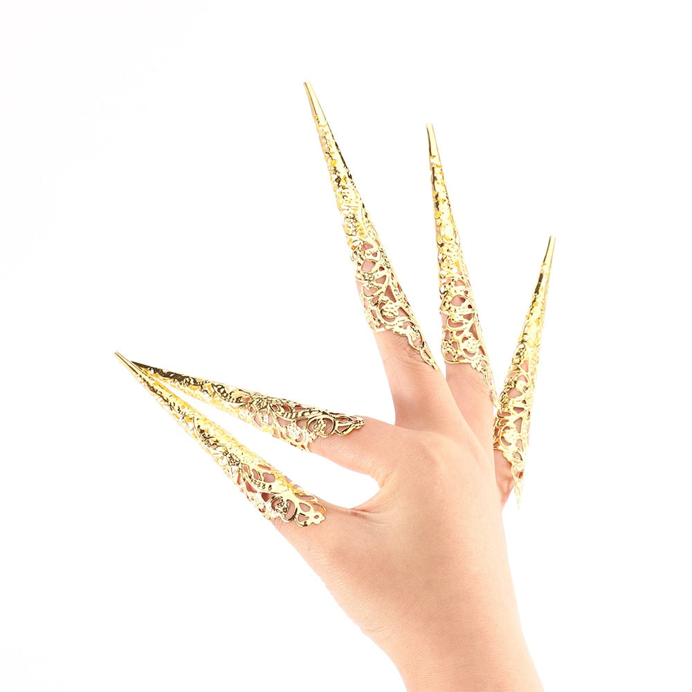 Harajuku Golden Finger Bracelet with Shining Red Crystal