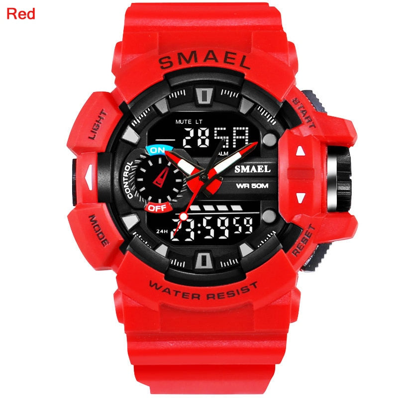 Men's Military Sports Watch - Dual Display Waterproof LED