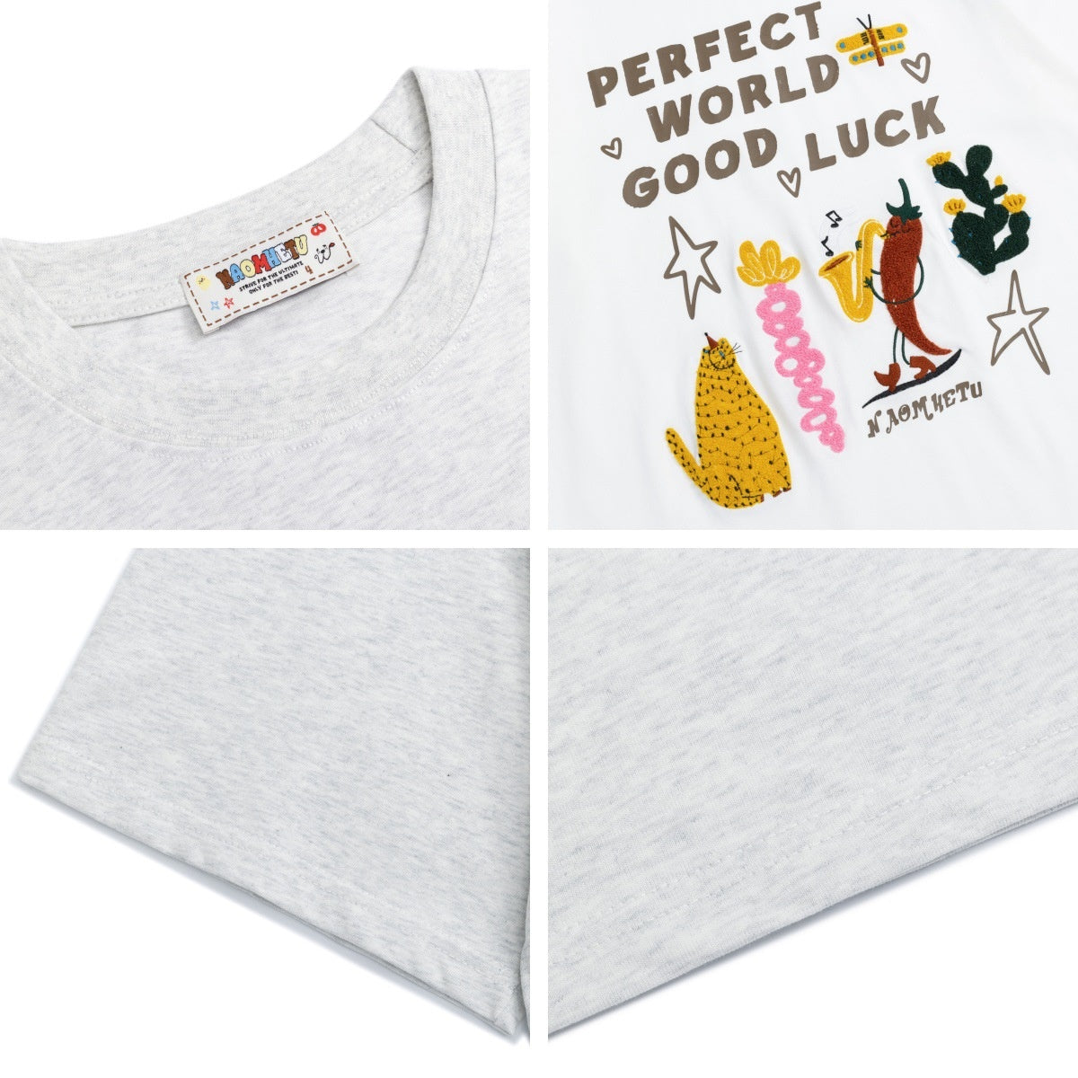 Fun Creative Cartoon Embroidery Short Sleeve T-Shirt