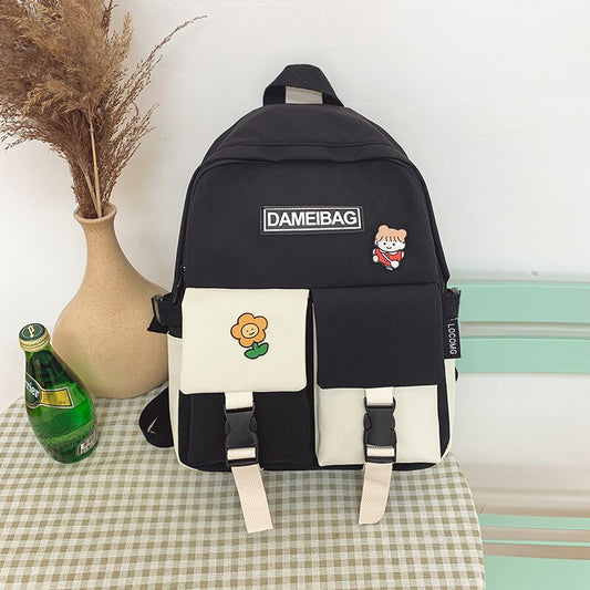 New Panelled Waterproof Nylon Women Backpack