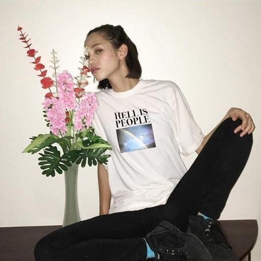 Men Women Grunge Rainbow Quote Tee - Harajuku Street Style