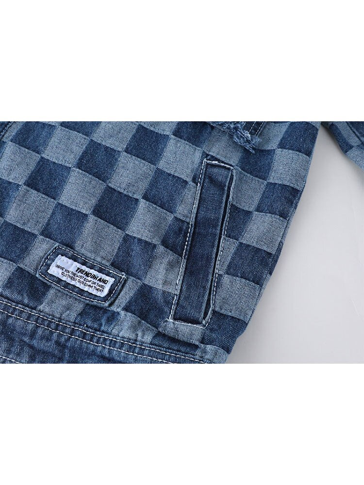Vintage Y2K Women's Plaid Patchwork Jean Jacket
