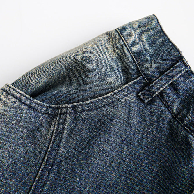 Washed Gradient Casual Jeans - Men's Loose Multi Pocket Work Pants