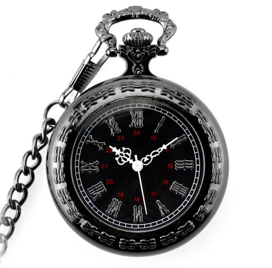 Gothic Big Roman Hollow Pocket Watch - Harajuku Style