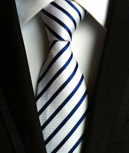 Classic Yellow & Navy Blue Striped Silk Tie