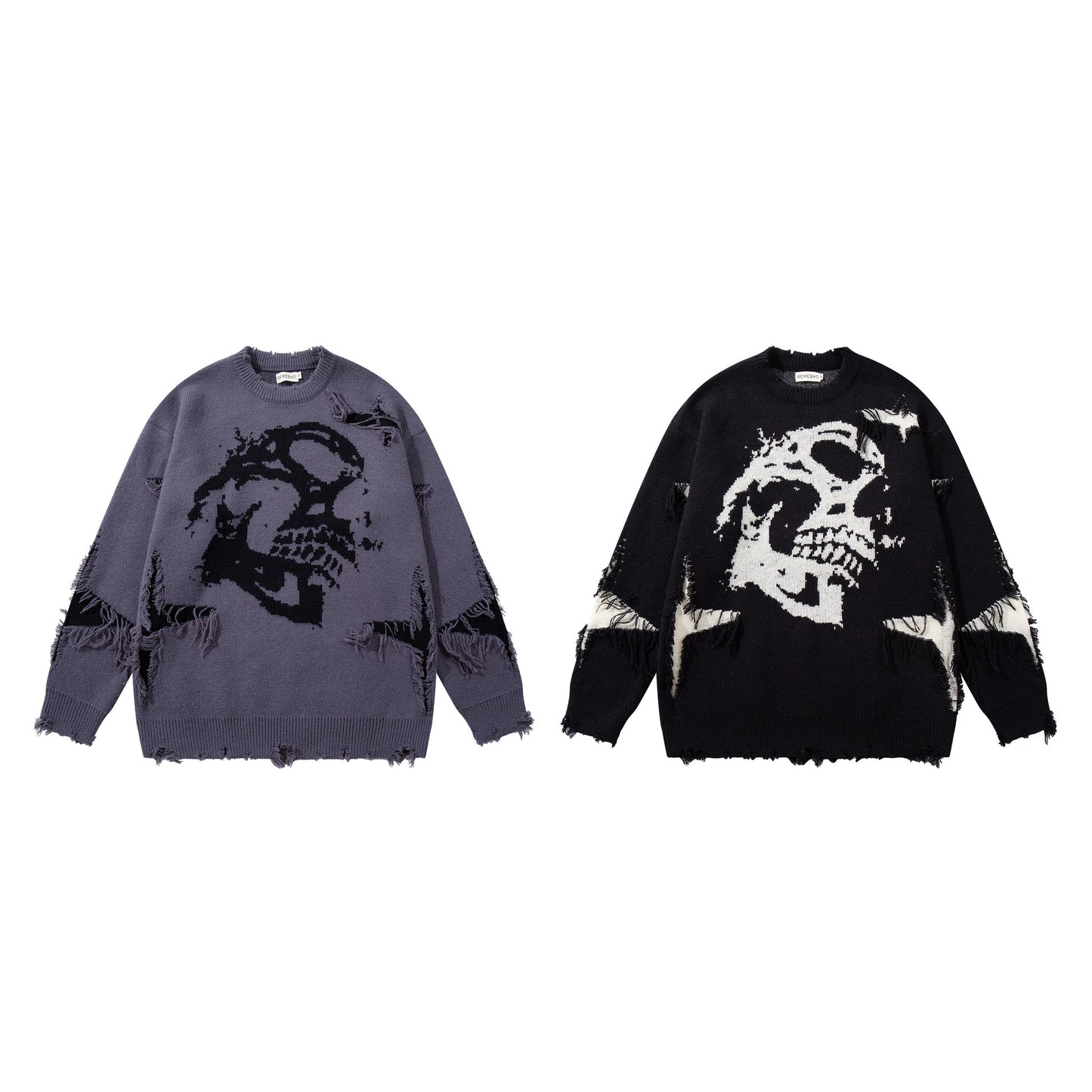 Fuzzy Gothic Skull Sweater