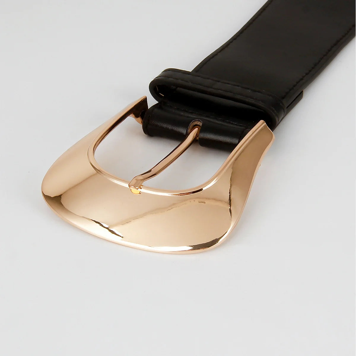 Harajuku Style Wide Elastic Waist Belt with Big Gold Buckle