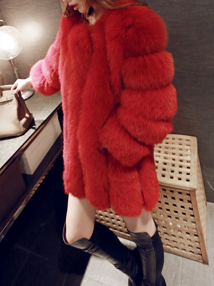 Playful Purple Pink Faux Fur Coat for Women