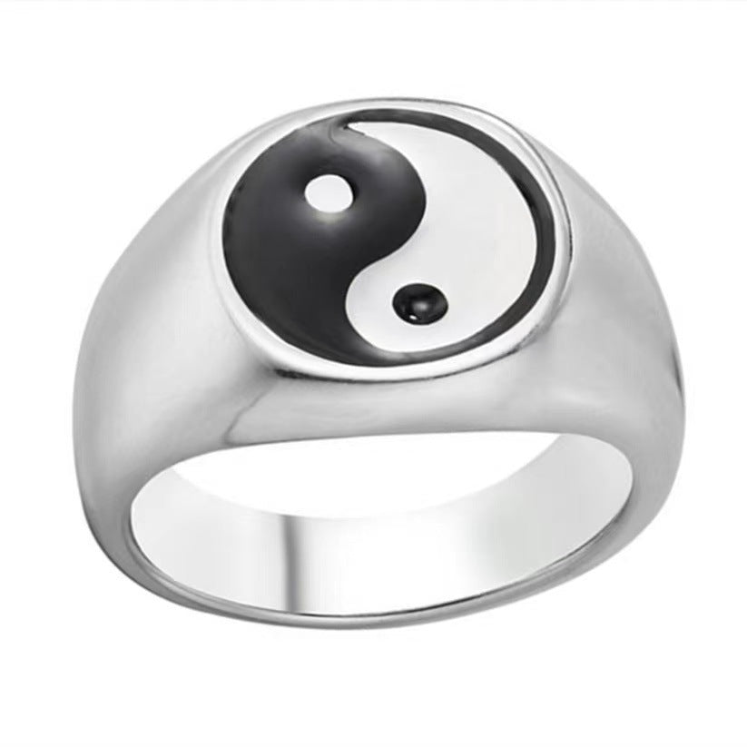 Harajuku Style Yin Yang Titanium Steel Ring