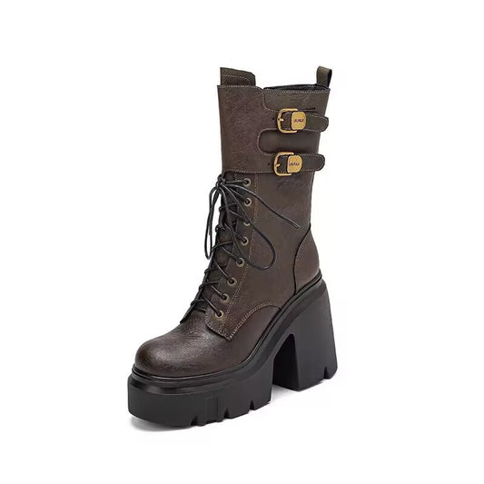 Women's Martin Boots with Thick Sole and Height-Increasing Midsole