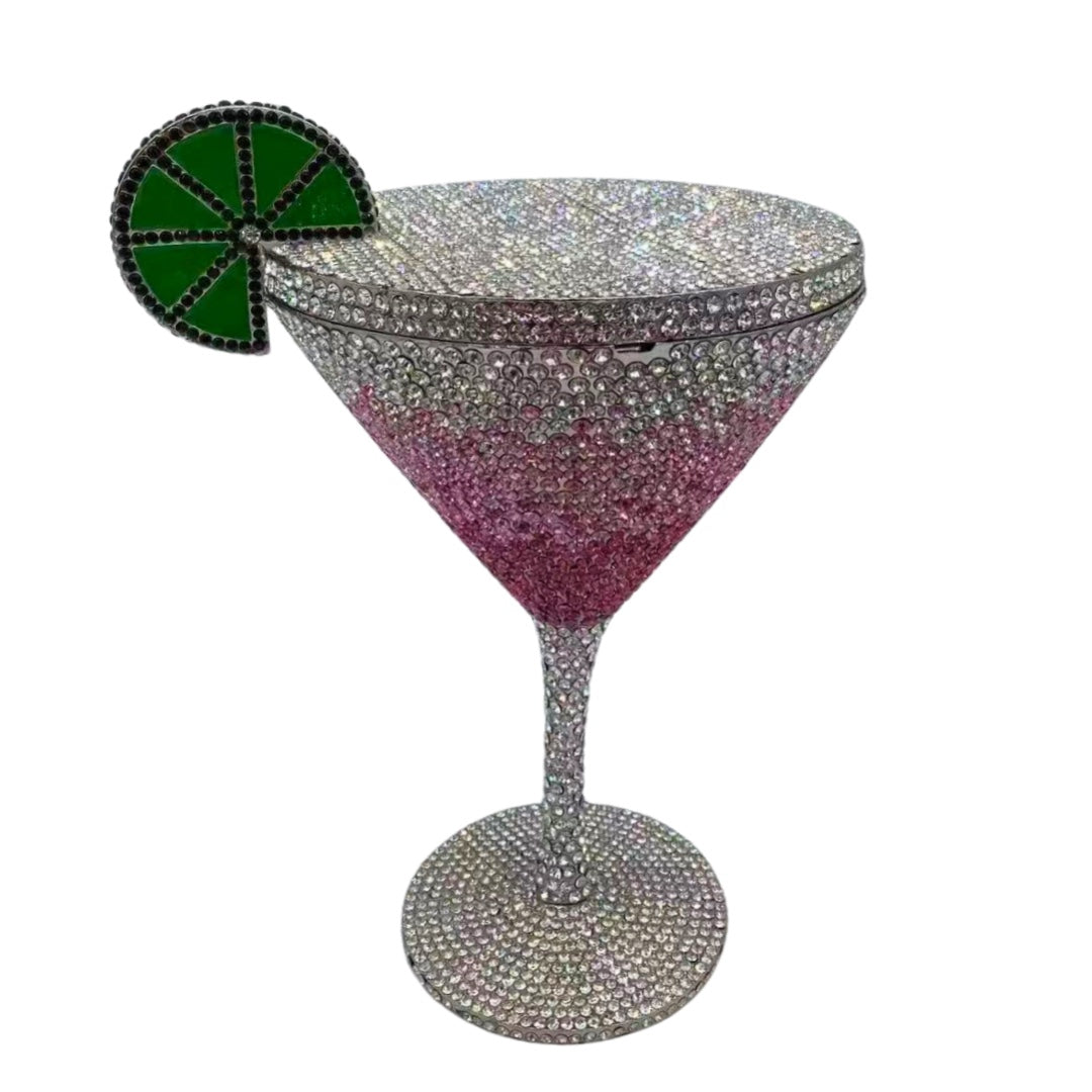 Diamond Studded Cocktail Tall Cup Handheld Bag