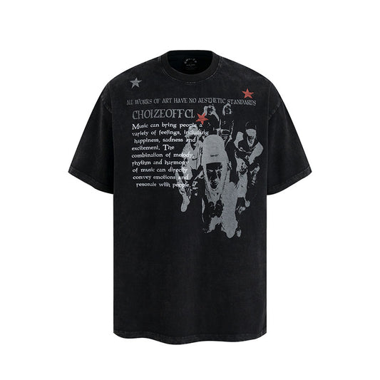 Men's Retro Print Casual Short Sleeve T-Shirt