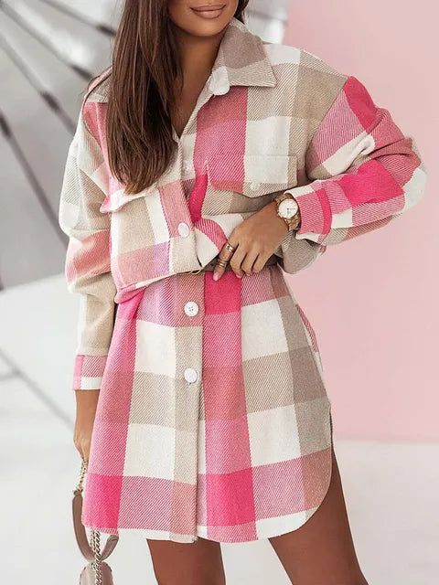 Thick Long Plaid Jacket Coat for Women - Harajuku Style