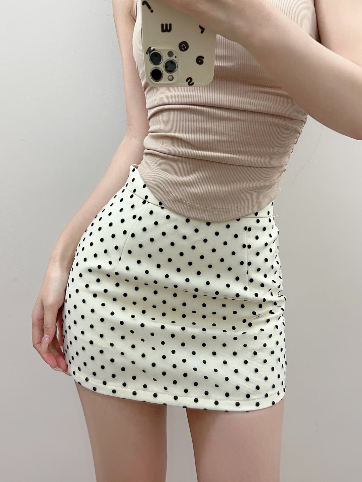 Mesh Flocking Polka Dot Skirt