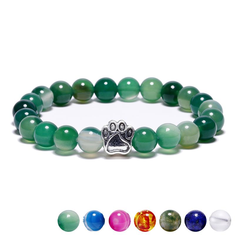Dog Paw Natural Stone Bead Yoga Bracelet