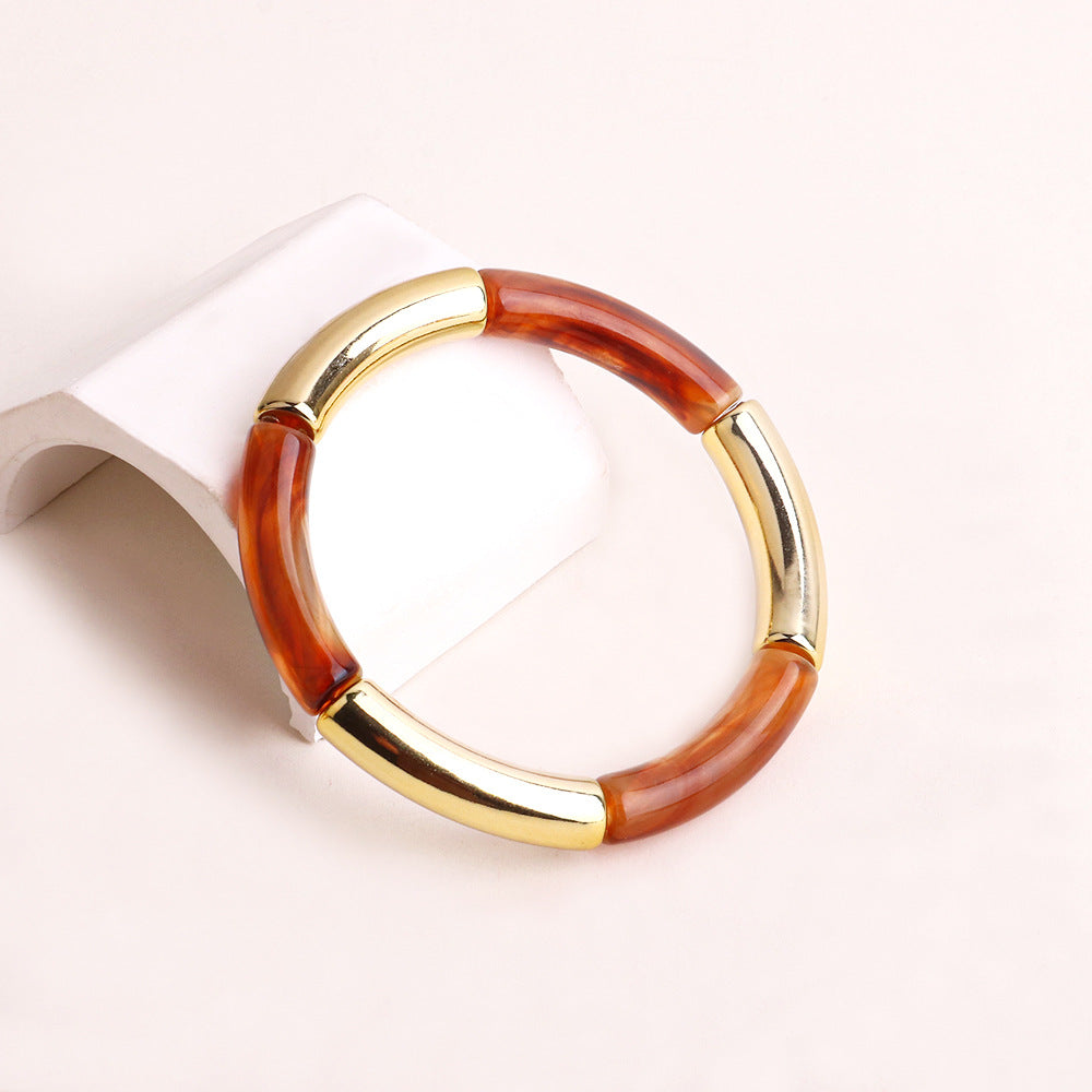 Harajuku Style Double Color Tube Bead Elastic Bracelet