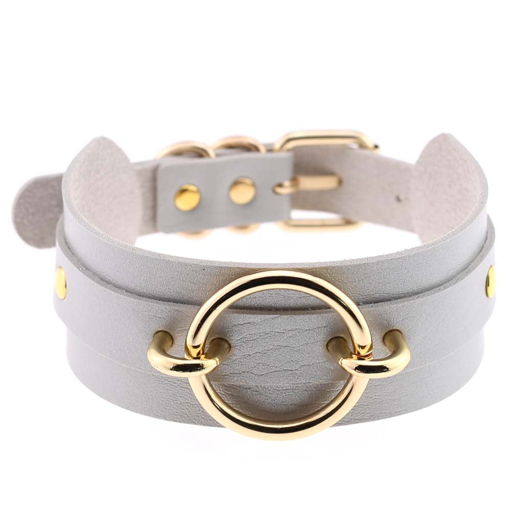 Harajuku Exaggerated PU Leather O-Ring Collar Necklace