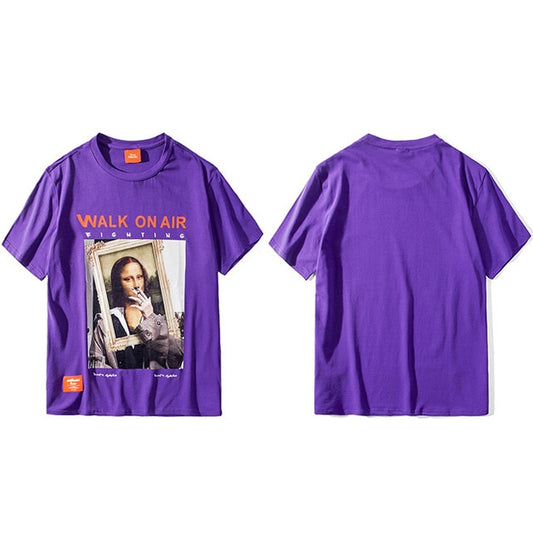 Funny Smoking Mona Lisa T-Shirt - Harajuku Style Cotton Tee