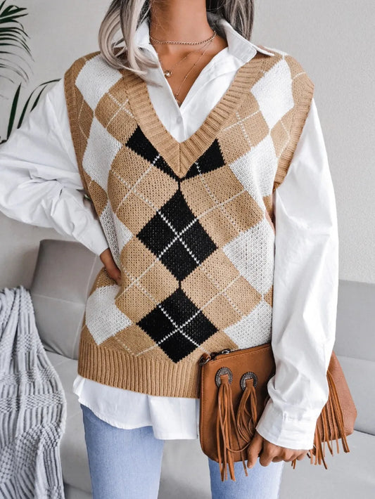 Harajuku Plaid V-Neck Sweater Vest