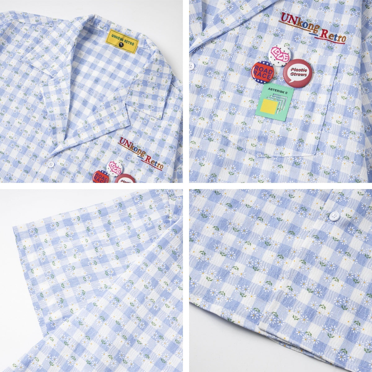 Retro Badge Decorative Design Short Sleeve Shirt