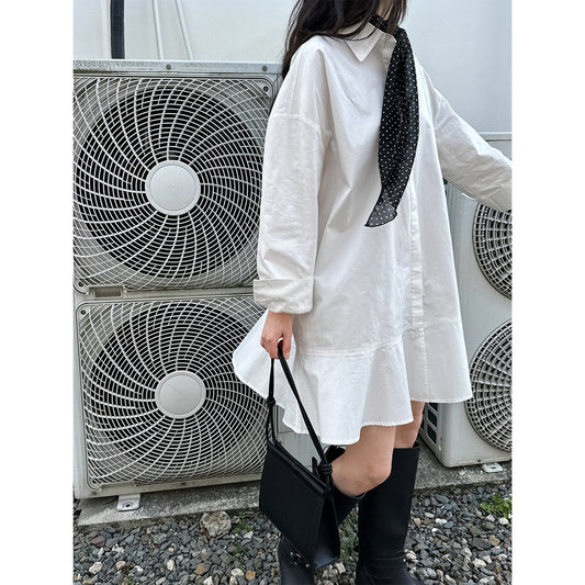Minimalist Collar Dress with Fish Tail Hem